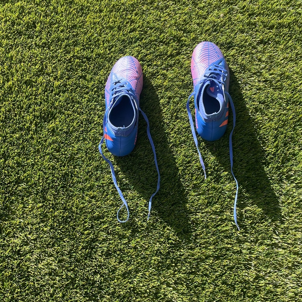 adidas Blue and orange soccer cleats
